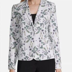 Liz Claiborne Blazer White Floral Print Spring Jacket Women’s Size XL